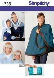 1735 SIMPLICITY MS, / GIRL LINED CAPE, PURSE, HATS, FINGERLESS GLOVES PATTERN
